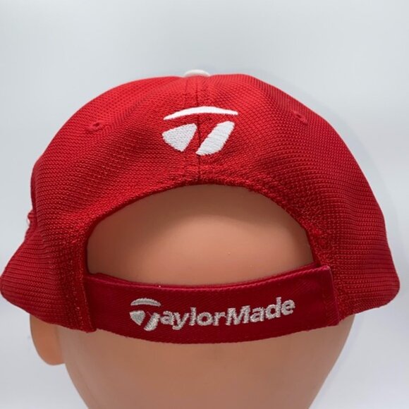 Taylormade Mens Golf Hat R7 Red Mesh White Cap Adjustable Hook & Loop Tmax Gear - Picture 4 of 13